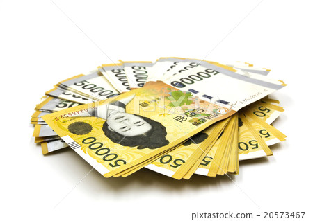 Korean Won currency bills isolated on white Korean Won currency bills isolated on white 20573467