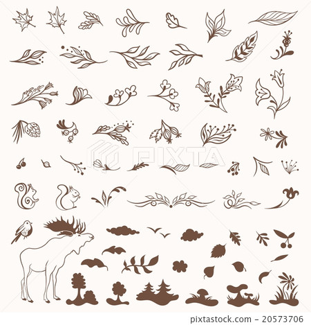 Vintage Vector Eco Spring Objects Set Vintage Vector Eco Spring Objects Set 20573706