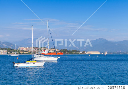 Sailing yachts and motorboats moored in Ajaccio Sailing yachts and motorboats moored in Ajaccio 20574518