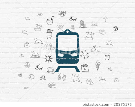 Tourism concept: Train on wall background Tourism concept: Train on wall background 20575175