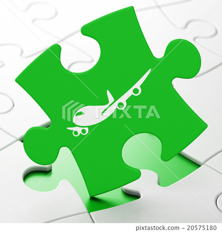 Travel concept: Airplane on puzzle background 20575180