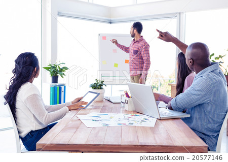 Businessman giving presentation to colleagues Businessman giving presentation to colleagues 20577146