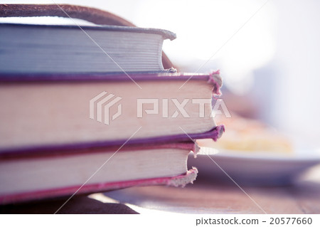 Stack of books on table office Stack of books on table office 20577660