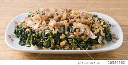 Chinese Stir Fried Jute Leaves with Minced Pork Chinese Stir Fried Jute Leaves with Minced Pork 20580662