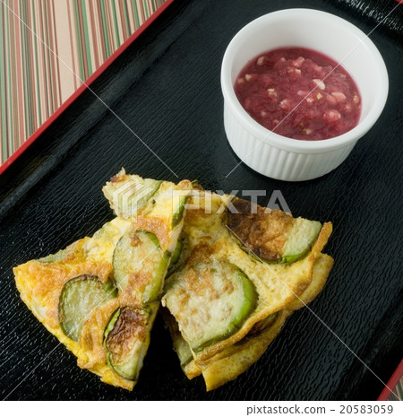 Thai Eggplant Omelet Served with Shrimp Paste Dip 20583059