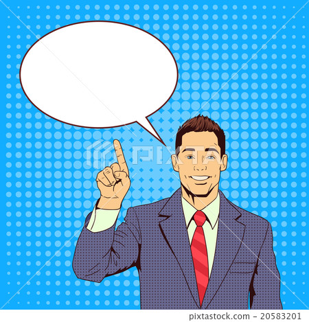 Business Man Point Finger To Chat Bubble Pop Art 20583201