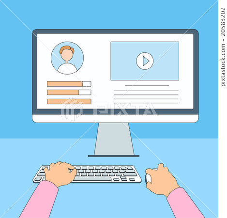 Desktop Hands Type Working Using Computer Thin 20583202