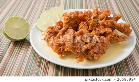 Thai Traditional Food Fried Chicken Skins on Dish Thai Traditional Food Fried Chicken Skins on Dish 20583954