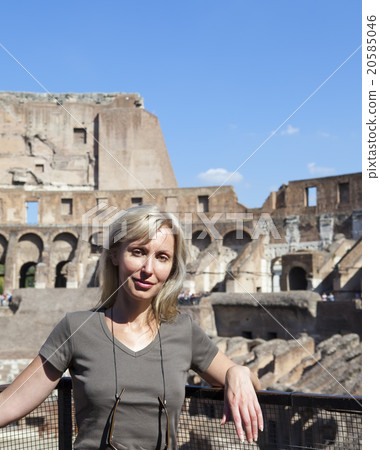 Italy. Rome. The  woman tourist on ruins of the an 20585046