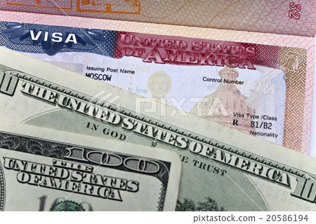 American visa on page of the Russian international 20586194