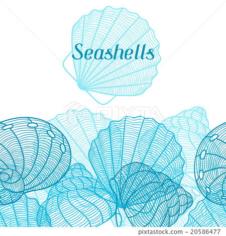 Marine background with stylized seashells. Design 20586477