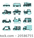 Flat funny cartoon road transport icon set 20586755