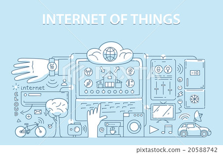 Line style design concept of internet of things - Stock Illustration ...