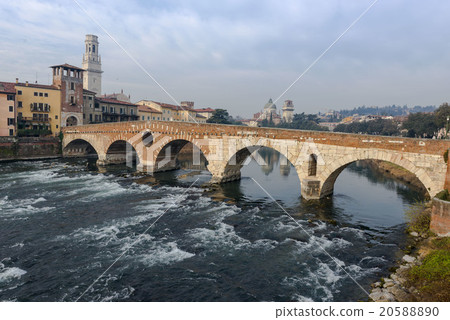 Ponte Pietra in the old town of Verona 20588890