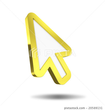 Flying Golden mouse pointer on a white background. - Stock Illustration ...