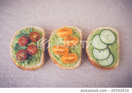 Green sourdough open face sandwiches toast,toning 20592658