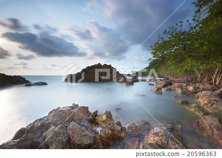 long exposure of sea and rocks long exposure of sea and rocks 20596363