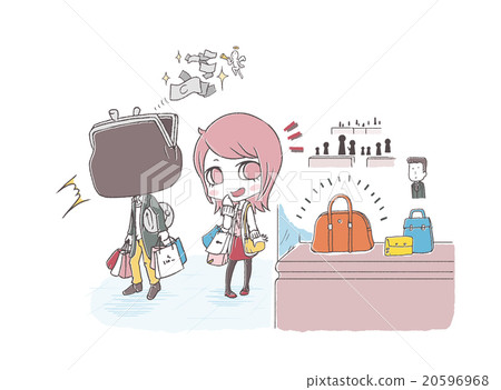 購物婦女和錢包男子 購物婦女和錢包男子 20596968