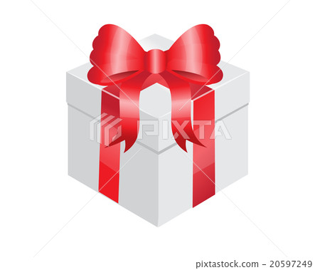 white gift box with a shiny red bow 20597249