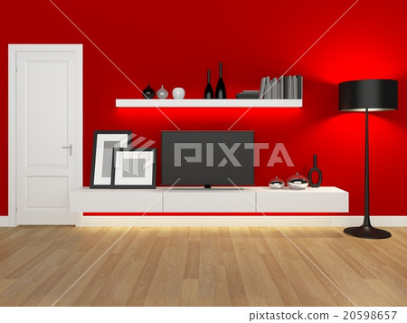 red living room with tv stand and bookcase red living room with tv stand and bookcase 20598657