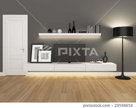 grey living room with tv stand and bookcase grey living room with tv stand and bookcase 20598658