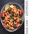Served shrimps in the plate 20599101