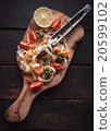 Pasta tagliatelle and schrimps 20599102