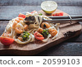 Cooked Pasta tagliatelle and schrimps 20599103