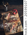Slices of chocolate and pomegranate cake 20599107