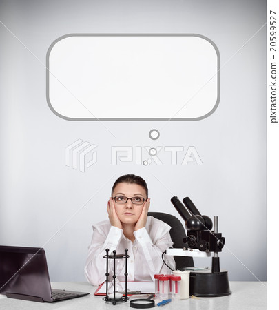female scientist thinking female scientist thinking 20599527