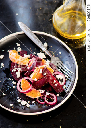 Salad with beetroot, orange, onions, cheese Salad with beetroot, orange, onions, cheese 20600156