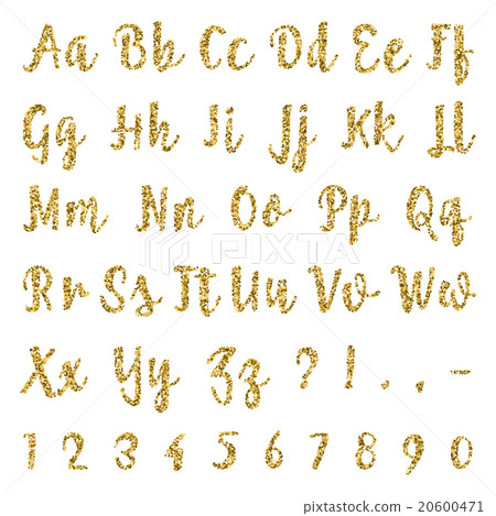 Gold alphabet isolated on white background. 20600471