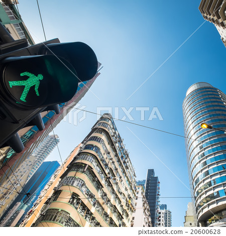 Hong Kong futuristic city with traffic semaphore 20600628