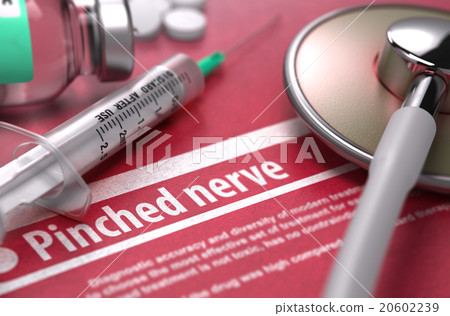 Pinched nerve. Medical Concept on Red Background. Pinched nerve. Medical Concept on Red Background. 20602239