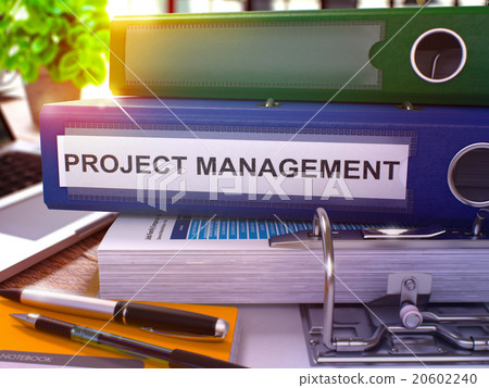 Project Management on Blue Office Folder. Toned Project Management on Blue Office Folder. Toned 20602240