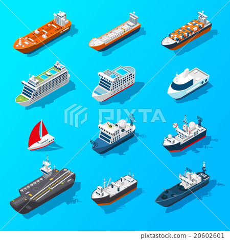 Ships Boats Vessels Isometric Icon Set Ships Boats Vessels Isometric Icon Set 20602601