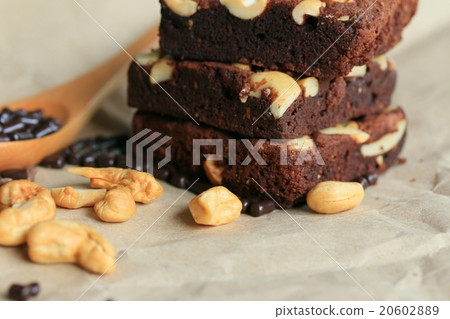 Chocolate brownie with cashew nuts Chocolate brownie with cashew nuts 20602889