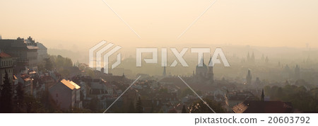 Golden sunrise over Prague. Panorama Golden sunrise over Prague. Panorama 20603792