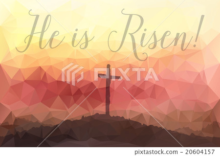 Easter scene with cross. Jesus Christ. Polygonal 20604157