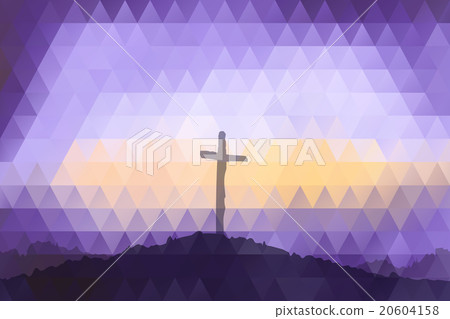 Easter scene with cross. Jesus Christ. Polygonal 20604158
