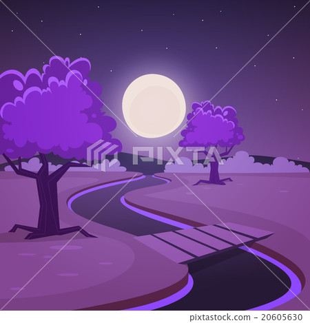 Cartoon Night Landscape Cartoon Night Landscape 20605630