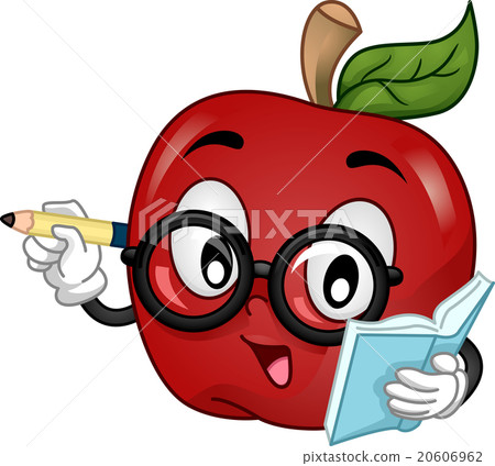 Mascot Apple Eyeglasses Writing and Teaching 20606962