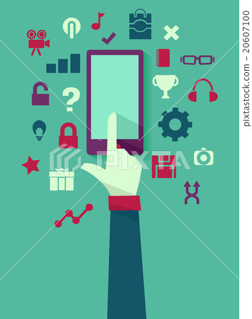 Hand Mobile Flat Illustration Icons - Stock Illustration [20607100] - PIXTA
