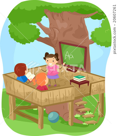 Stickman Kids Tree House Outdoor Class Room Stock Illustration 20607261 Pixta