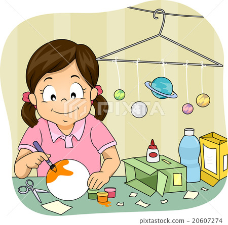 Kid Girl Solar System Model Project Kid Girl Solar System Model Project 20607274