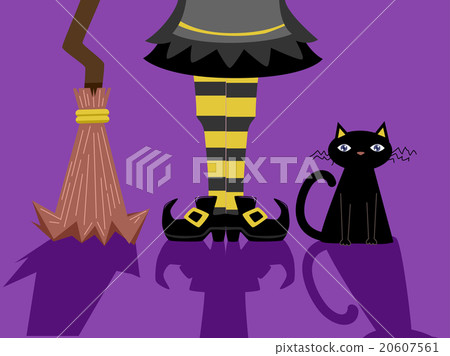 Witch Feet Broom Cat Shadows 20607561