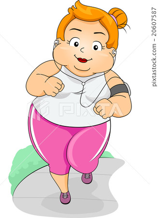 Girl Plump Jogging Listen Music 20607587