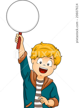 Kid Boy Answering Question Paddle 20607614