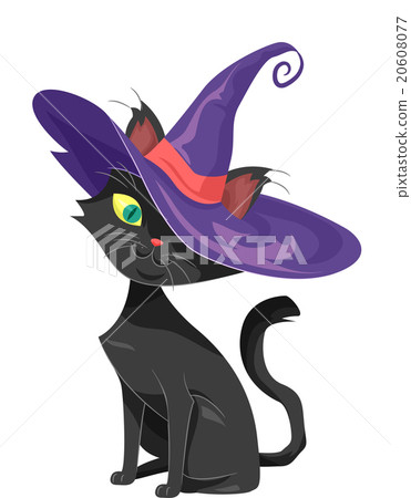 cartoon cat with purple hat