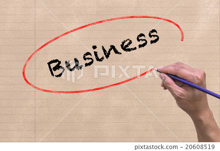 Hand writing Business by pencil on paper Notebook background. Bu Hand writing Business by pencil on paper Notebook background. Bu 20608519